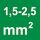 Nominal cross-section 1.5–2.5 mm²