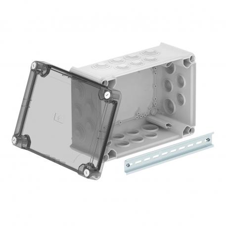 Junction box T350, with plug-in seal, transparent elevated cover 267x182x127 | 24 | IP66 | 16xM32 8xM40 | svetlo siva RAL 7035