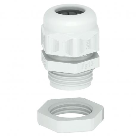 Cable gland, PG thread, set with locknut, light grey  |  | Pg 7 | ne | svetlo siva RAL 7035