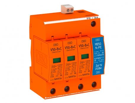 Lightning current and surge arrester, 3-pole + NPE with remote signalling