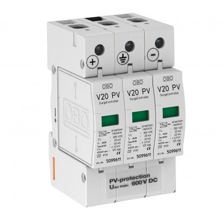 PV surge protection V20, 600 V DC with remote signalling