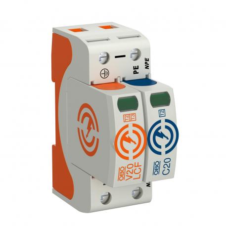 V20 surge arrester, leakage current-free, 1-pole + NPE 1+N/PE | 280 | IP20