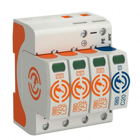 V20 surge arrester, leakage current-free, 1-pole + NPE