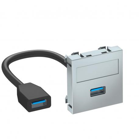 USB 2.0/3.0 connection, 1 module, straight outlet, with connection cable USB | aluminijasto lakirano