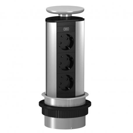 Deskbox DBV, 3 sockets Stainless steel lid