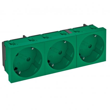 33° socket, protective contact, triple zelena meta; RAL 6029